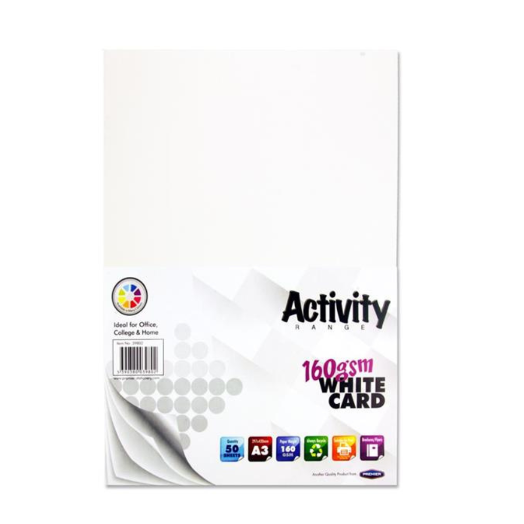 Premier Activity A3 160gsm Card 50 Sheets - White – Mulveys.ie