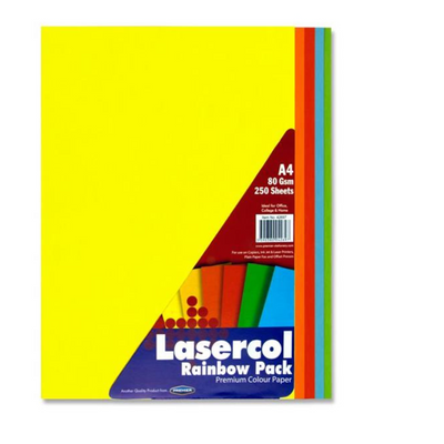 Lasercol A4 80gsm Colour Paper 1/2 Ream - Rainbow mulveys.ie nationwide shipping