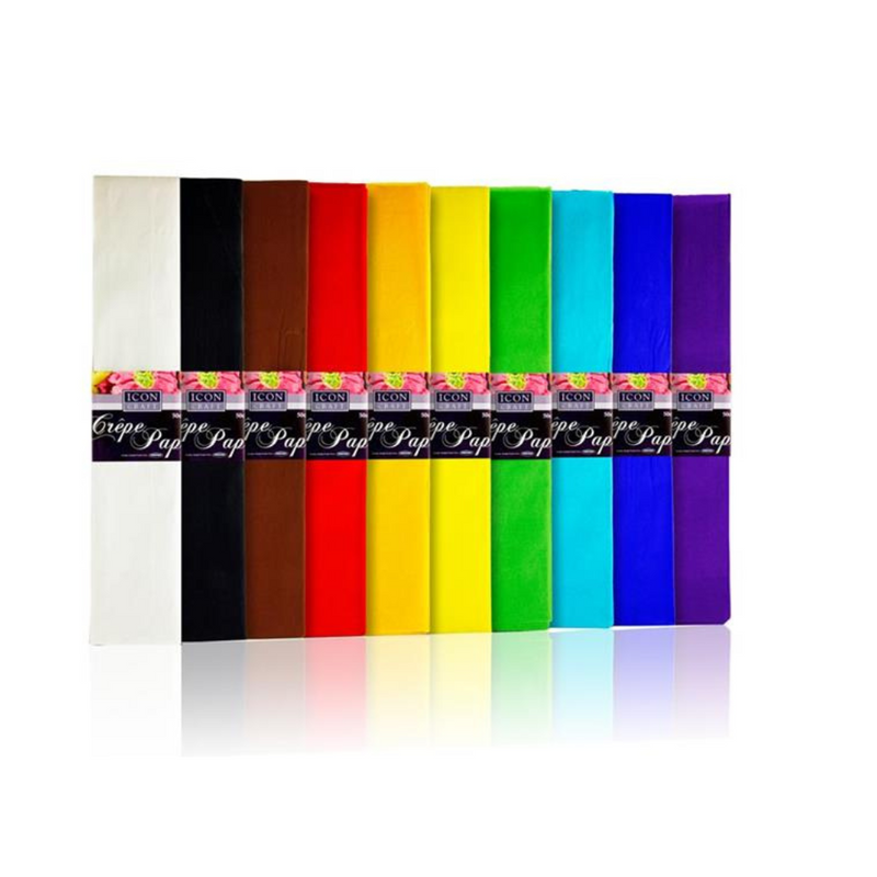 Icon Craft Pkt.10 Asst Crepe Paper 50cm X 2m