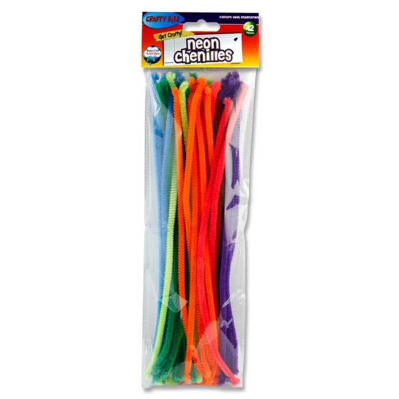 Crafty Bitz Pkt.42 Chenille Pipe Cleaners - Neon 7pcs Each mulveys.ie nationwide shipping