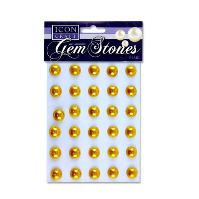 Icon Craft Pkt.30 Self Adhesive Gem Stones 14mm - Pearl Gold mulveys.ie nationwide shipping
