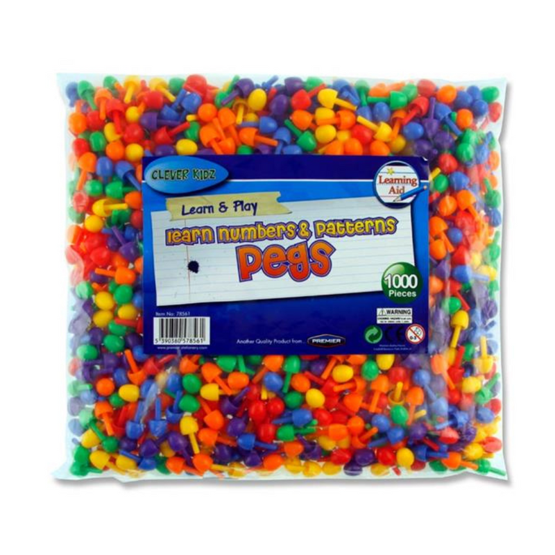 Clever Kidz Bag 1000 Coloured Pegs For Peg Boards mulveys.ie nationwide shipping