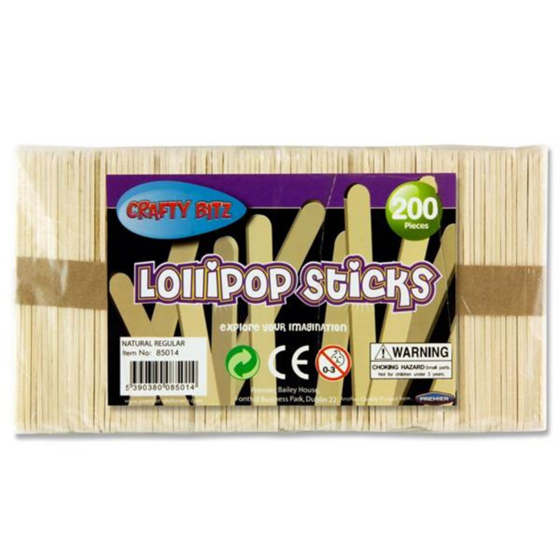 Crafty Bitz Bag 200 Lollipop Sticks - Natural