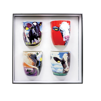 EOIN O'CONNOR COW MUGS SET OF 4 MULVEYS.IE NATIONWIDE SHIPPING