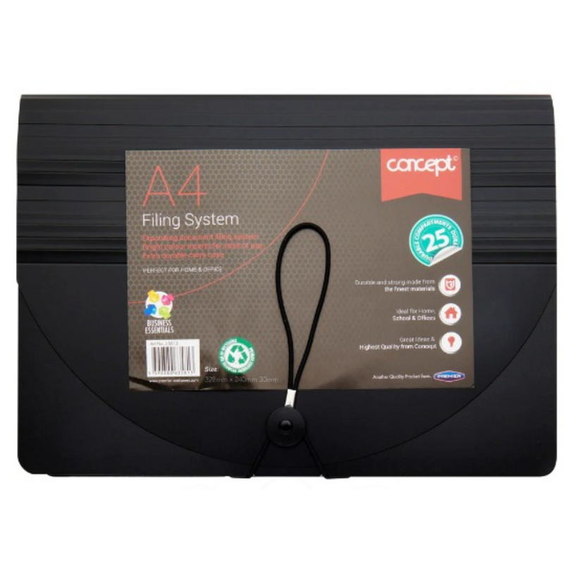 Concept A4 Expanding Filing System - 25 Pockets mulveysw.ie nationwide shipping