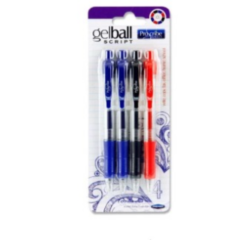 Proscribe Card of 4 Gelball Script Pens mulveys.ie nationwide shipping
