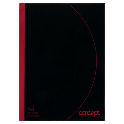 Concept A4 384pg Hardcover Notebook Black and Red 80gsm mulveys.ie nationwide shipping