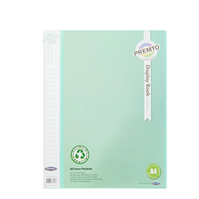 Premto Pastel A4 40 Pocket Display Book Cdu - Mint Magic www.mulveys.ie Nationwide Shipping