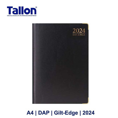 Tallon Standard Padded A4 Hardback Day a Page Diary 2024 mulveys.ie nationwide shipping