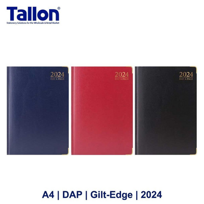 Tallon Standard Padded A4 Hardback Day a Page Diary 2024 mulveys.ie nationwide shipping