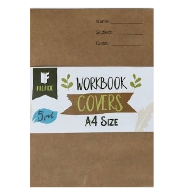 Filfix Paper Workbook Covers 5Pk -Fully Recyclable MULVEYS.IE NATIONWIDE SHIPPING