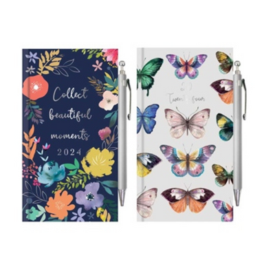 Slim WTV Butterfly Floral Diary with Pen mulveys.ie nationwide shipping