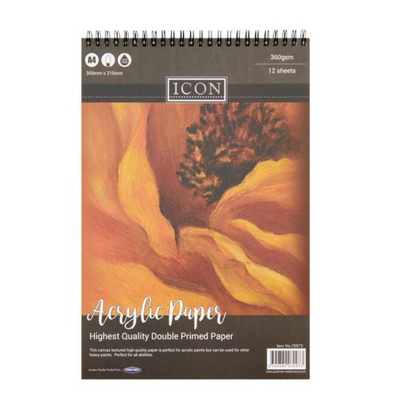 Icon A4 360sgm Wiro Acrylic Paint Pad 12 Sheets mulveys.ie nationwide shipping
