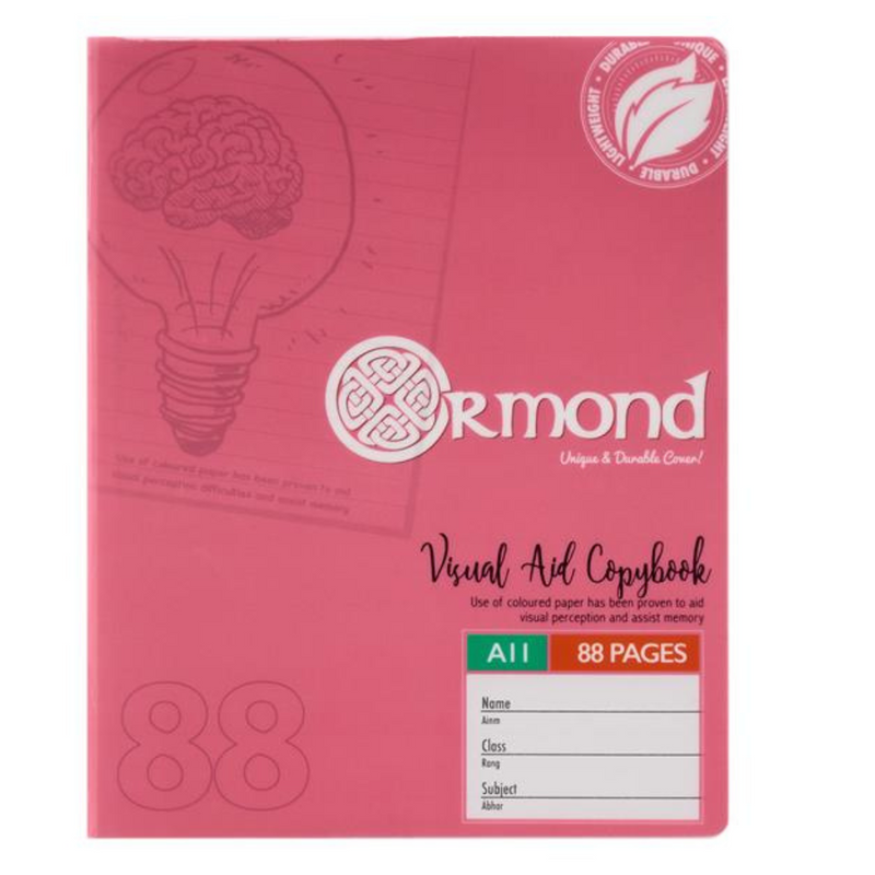 Ormond 88pg A11 Durable Cover Visual Memory Aid Copy Book - Pink mulveys.ie nationwide shipping