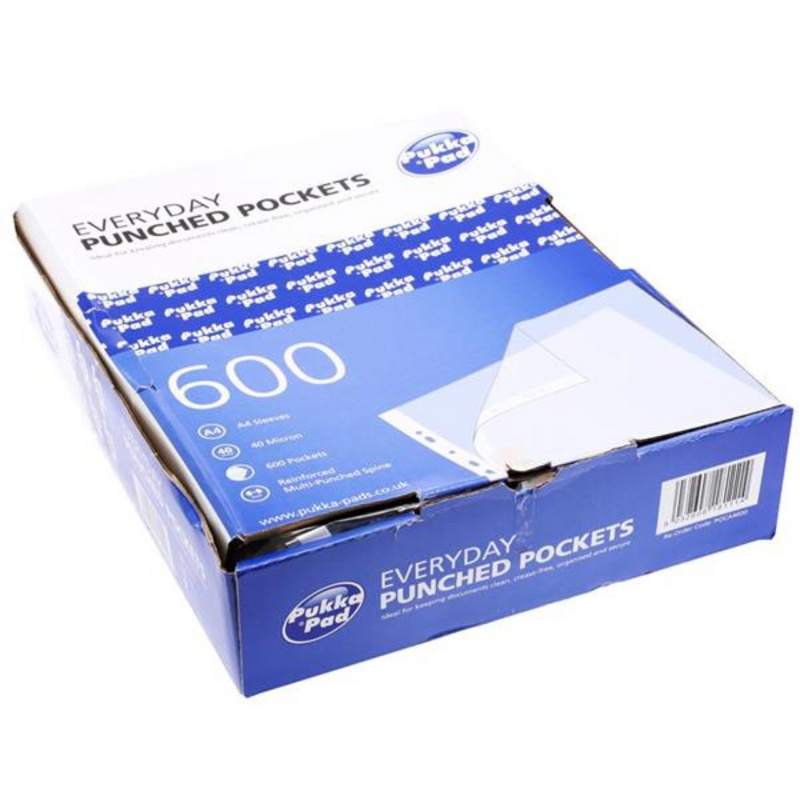 Pukka Pads Box 600 A4 40 Micron Punched Pockets mulveys.ie nationwide shipping