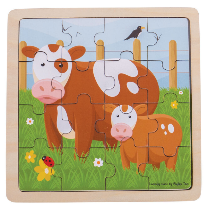 Bigjigs Toys Chunky Wooden Cow Amp Calf Puzzle Multicolored mulveys.ie nationwide shipping