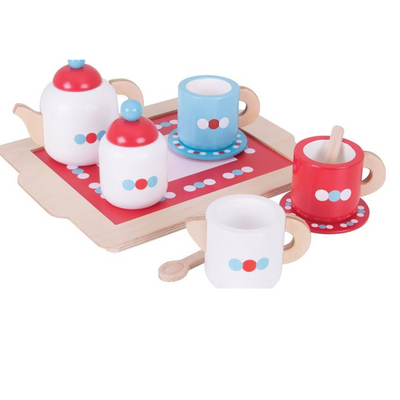 Bigjigs Toys Wooden Tea Tray Play Set - Pretend Play and Role Play for Children mulveys.ie nationwide shipping