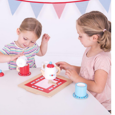Bigjigs Toys Wooden Tea Tray Play Set - Pretend Play and Role Play for Children mulveys.ie nationwide shipping
