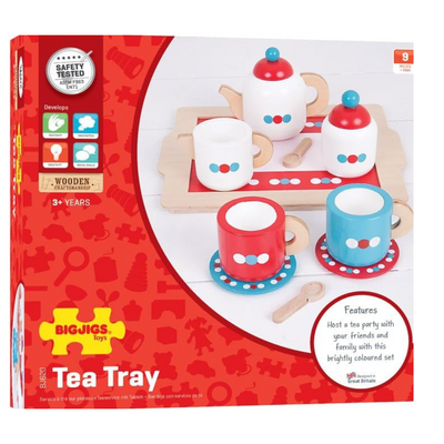 Bigjigs Toys Wooden Tea Tray Play Set - Pretend Play and Role Play for Children mulveys.ie nationwide shipping