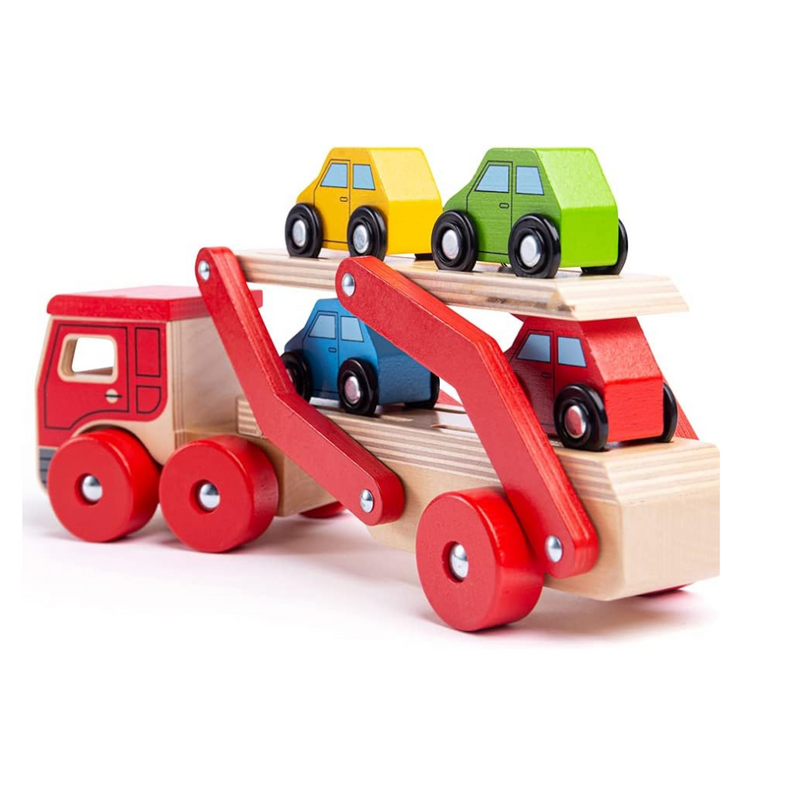 Bigjigs Toys Wooden Car Transporter Toy Car Ramp Wooden Toys