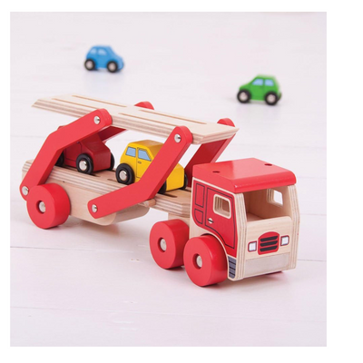 Bigjigs Toys, Wooden Car Transporter, Toy Car Ramp, Wooden Toys