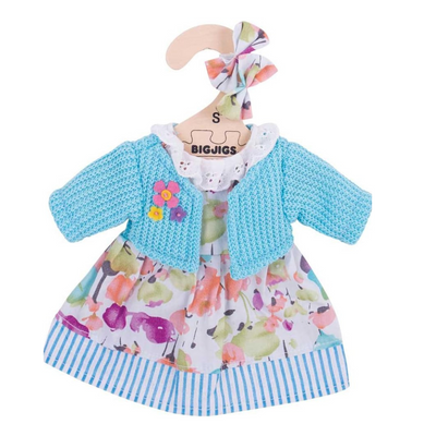 Bigjigs Toys Turquoise Cardigan and Dress (for Size Small Doll) MULVEYS.IE NATIONWIDE SHIPPING