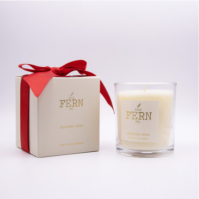 Irish Botanicals Wild Fern Candle - Christmas Spice mulveys.ie nationwide shipping