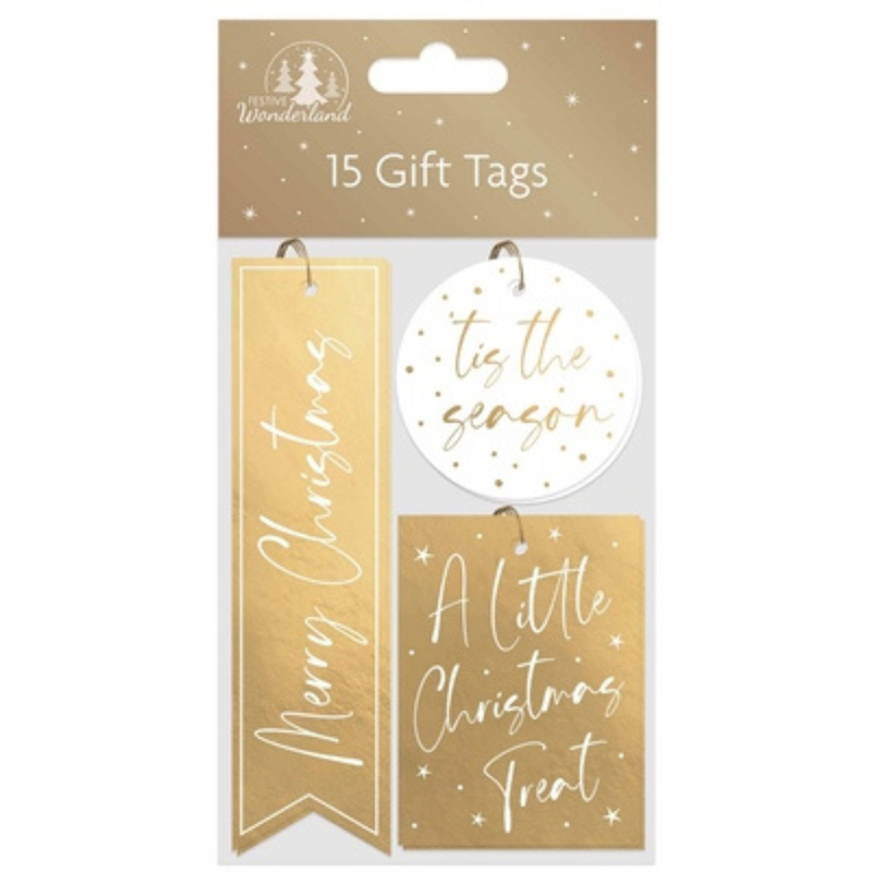 Gift Tags XMAS 15 Luxury Shaped Gold MULVEYS.IE NATIONWIDE SHIPPING