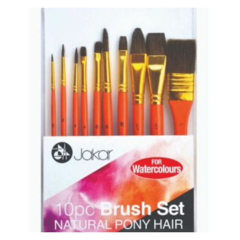 Jakar Watercolour Natural Pony Hair Brush Set Of 10 mulveys.ie nationwide shipping