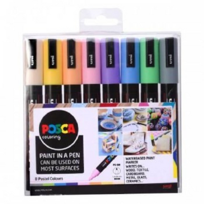 Posca PC-5M Set of 8 - Pastel Colours mulvleys.ie nationwide shipping