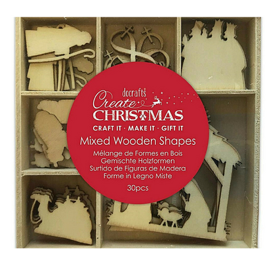 Mixed Wooden Shapes NATIVITY Christmas Card Making 30 Pieces mulveys.ie nationwide shipping