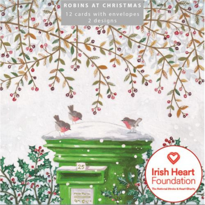 Irish Heart Foundation  Charity Christmas Cards - Robins at Christmas mulveys.ie nationwide shipping