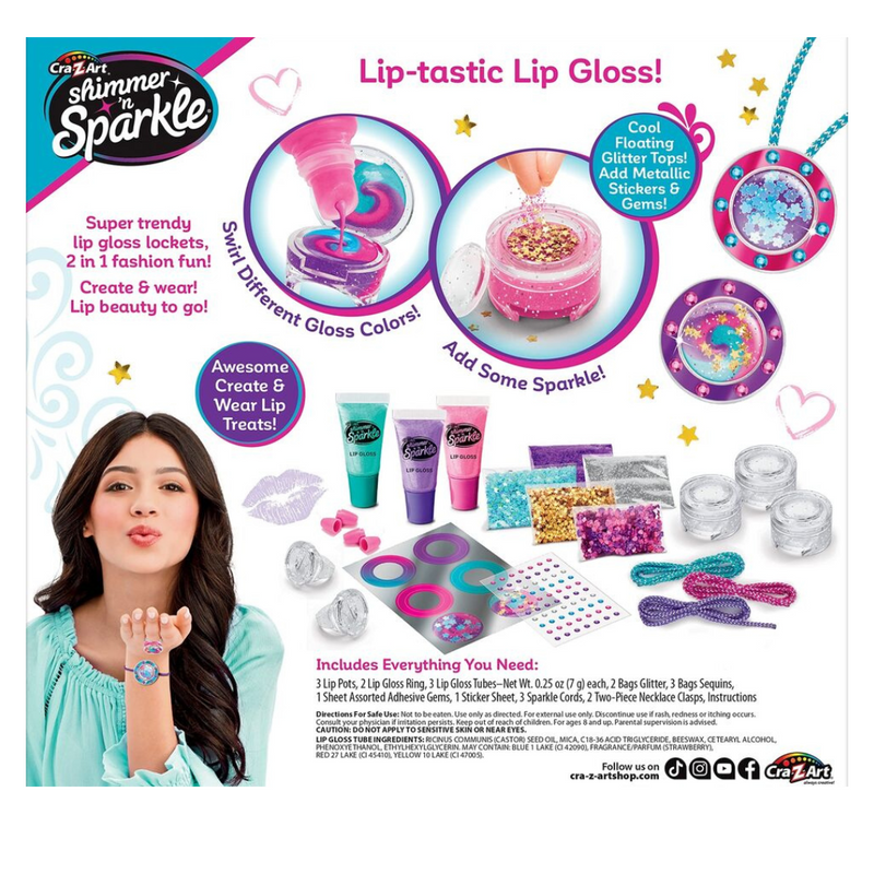 Cra-Z-Art Shimmer ‘n Sparkle Glitter & Gem Lip Gloss Lockets DIY Activity Set MULVEYS.IE NATIONWIDE SHIPPING