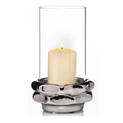 THE GRANGE COLLECTION SILVER MIRRORED & GLASS CANDLEHOLDER mulveys.ie nationwide shipping