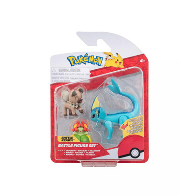 Pokemon PKW - Battle Figure Set (3PK: Rockruff, Bellossom, Vaporeon) mulveys.ie nationwide shipping