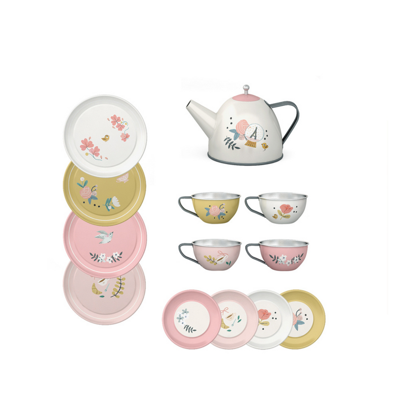 Moulin Roty Tea Set in Carry Case 14 pcs - Les Parisiennes mulveys.ie nationwide shipping