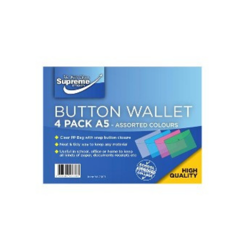 BUTTON WALLET A5 ASST 4PK (W-206B)