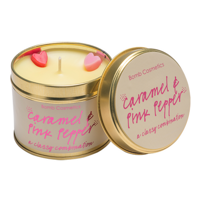 Caramel and Pink Pepper Candle In A Tin mulveys.ie nationwide shipping