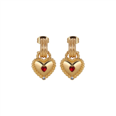 Newbridge Heart Drop Earrings with Ruby Red Stones mulveys.ie nationwide shipping