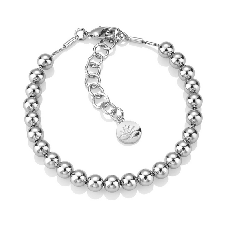 Newbridge Rhodium plate Small Bead Bracelet mulveys.ie nationwide shipping