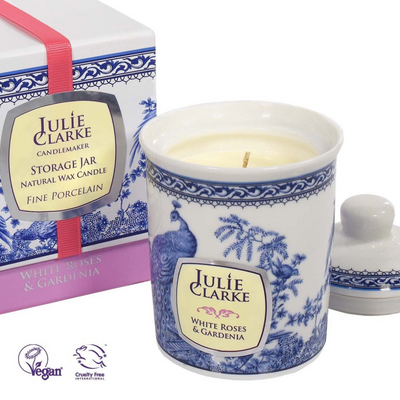 Julie Clarke White Roses and Gardenia Jar Candle mulveys.ie nationwide shipping