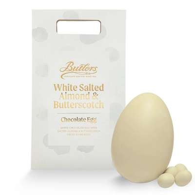 Butlers Tasty Pieces White Salted Almond & Butterscotch Egg with White Truffles 275G mulveys.ie natiownide shipping