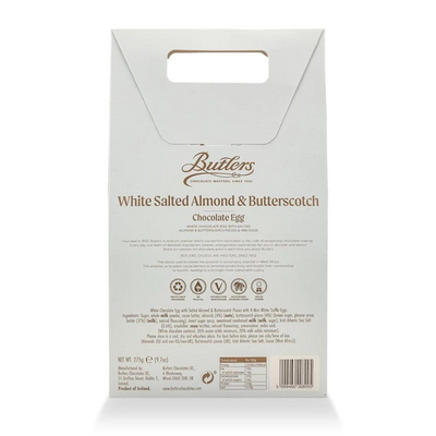 Butlers Tasty Pieces White Salted Almond & Butterscotch Egg with White Truffles 275G mulveys.ie natiownide shipping