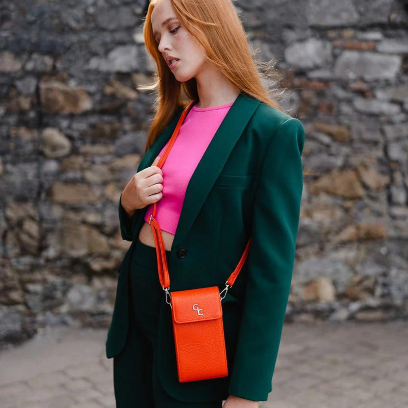 Galway Crystal Mini Cross Body Bag - Tangerine mulveys.ie nationwide shipping