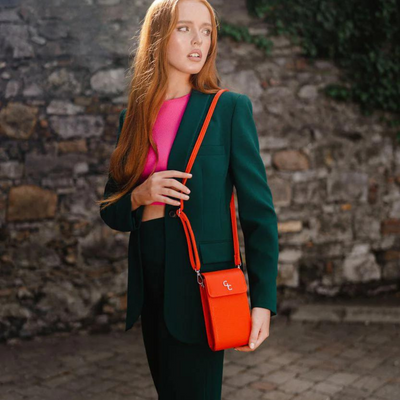 Galway Crystal Mini Cross Body Bag - Tangerine mulveys.ie nationwide shipping