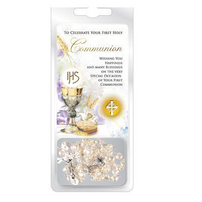 Communion Rosary/Acrylic/White/Imit.Pearl (C6085/W mulveys.ie nationwide shipping