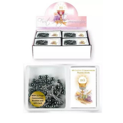 Communion Rosary Hematite With Book (C6057) mulveys.ie nationwide shipping