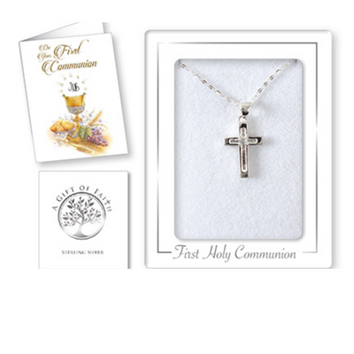 Communion Sterling Silver Cross Necklet (C69390) mulveys.ie nationwide shipping