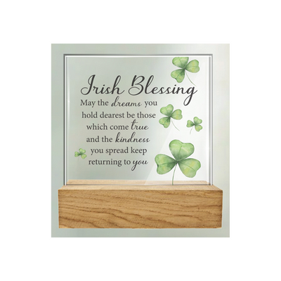 Glass Plaque/Wood Base/Irish Blessing Mulveys.ie