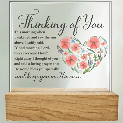 Glass Plaque/Wood Base/Thinking Of You (32435) mulveys.ie nationwide shipping